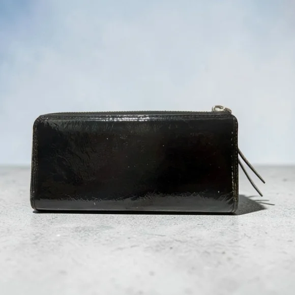Coach Poppy Black Patent Leather Zip Wallet - Picture 4 of 7